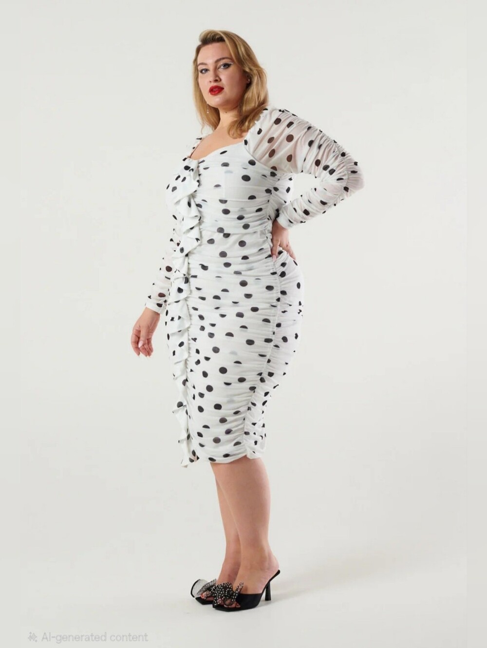 Novella The Label The Moment Mesh Dress Valentino Polka Dots Glamour Midi Sz 16 - Picture 1 of 10